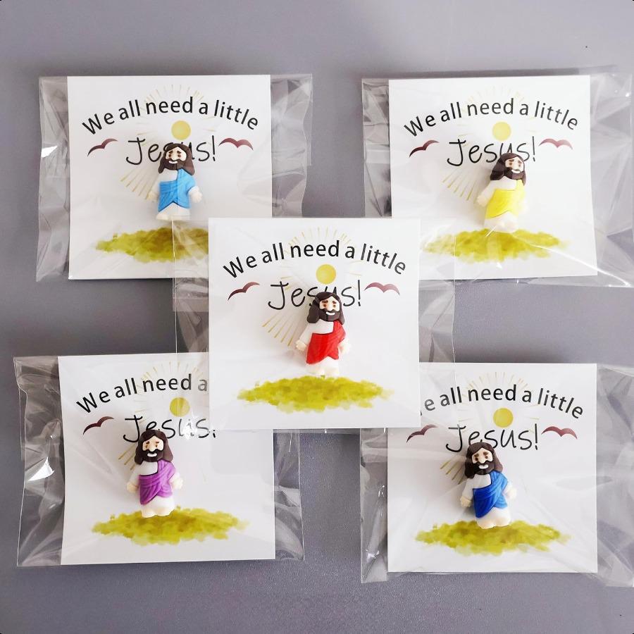 5pcs Pocket Jesus Note Cards for Greeting Card Inserts Mini Jesus Figures Easter Christmas Gifts School Religious Christmas Par