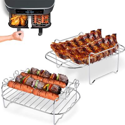 Stojan na fritézu s dvojitým košem Fritézy z nerezové oceli Držák na gril Příslušenství k fritéze Stojan na vaření Stojan na toasty do trouby