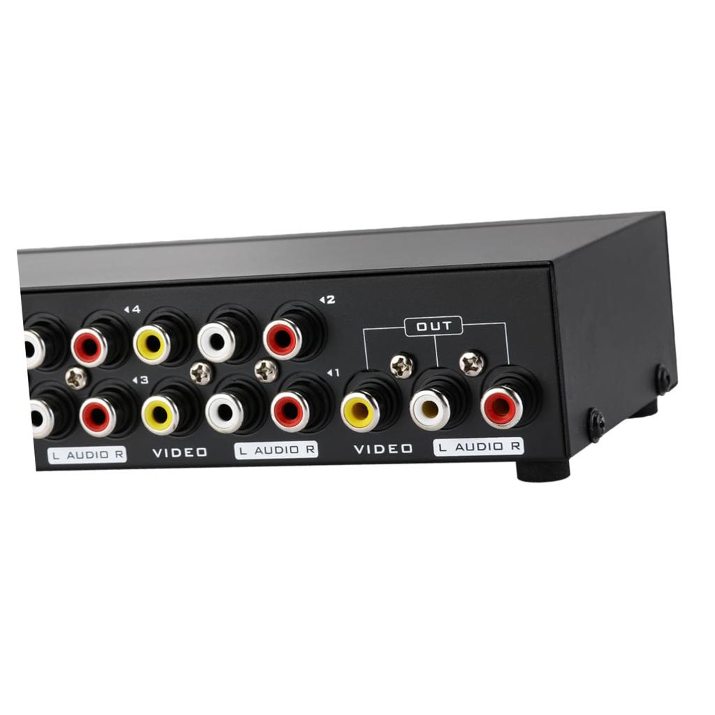 FRCOLOR Composite Video 8 RCA Manual AV Security Low Easy for Store Conference Black Switcher, Inputs/1 Output, 8-Port Switcher, Video/Audio Selector,