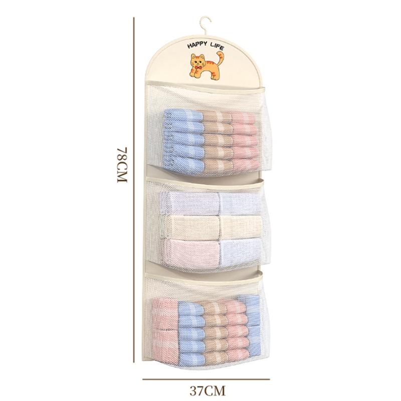 2/3 Layer Large Capacity Storage Mesh Bag Underwear Socks Storage Bag Breathable Wardrobe Organizer With Clothes Hanger
