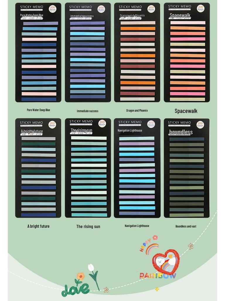 300 Translucent Ultra-Thin PET Index Tabs: Color-Coded Sticky Notes for Marking & Fluorescent Messages