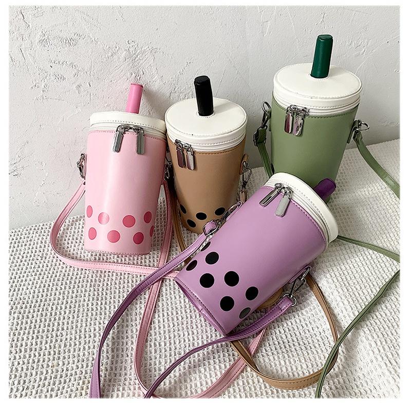 Creative Texture Milk Tea Small Bag Personality Cute Cartoon Style Autumn and Winter One-shoulder Messenger Mobile Phone Bag