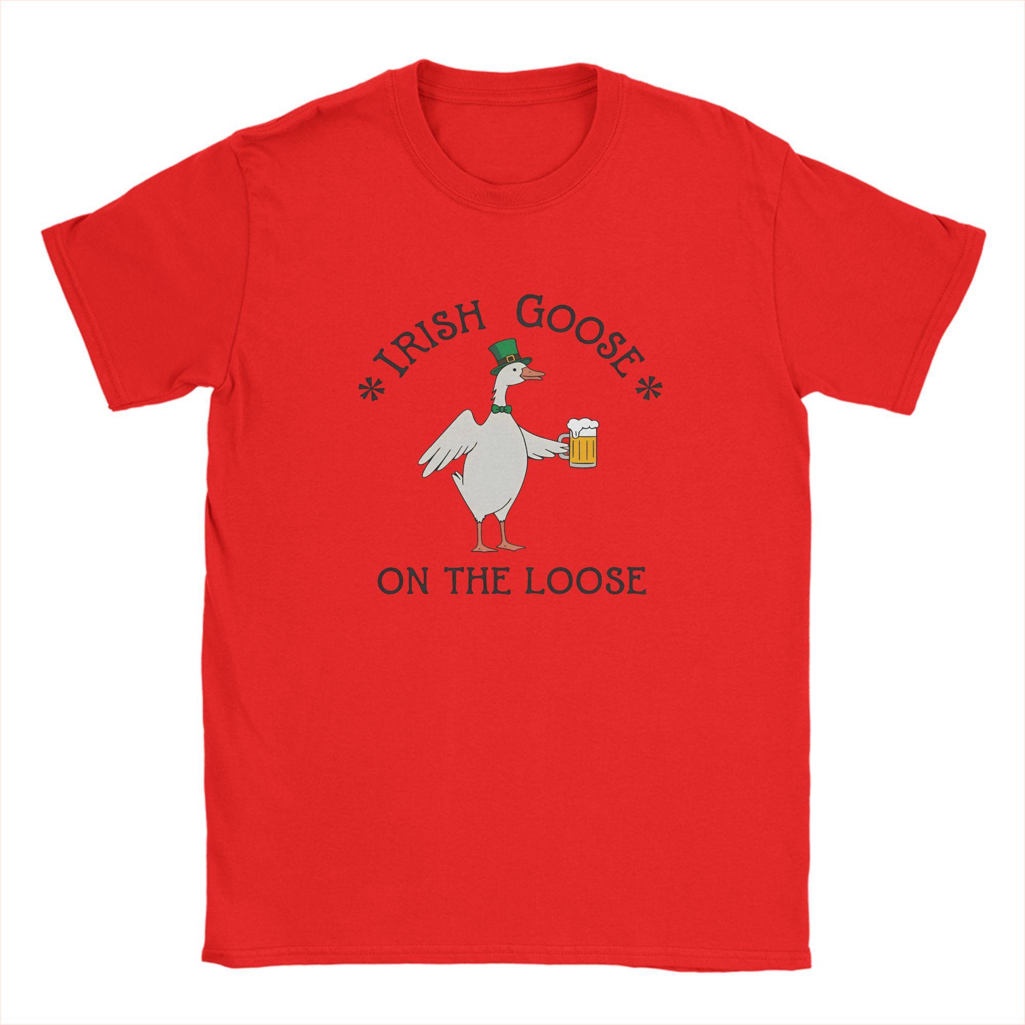 Lucky Goose on The Loose TShirt Summer St Patricks Day 100 Cotton T Shirts For Couple Tee Shirt Short Sleeves Vintage Tops S