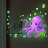 Glow-In-The-Dark Painted Octopus Toilet Sticker Self-Adhesive Removable Wall Decals Home Decor Luminous Car Sticker