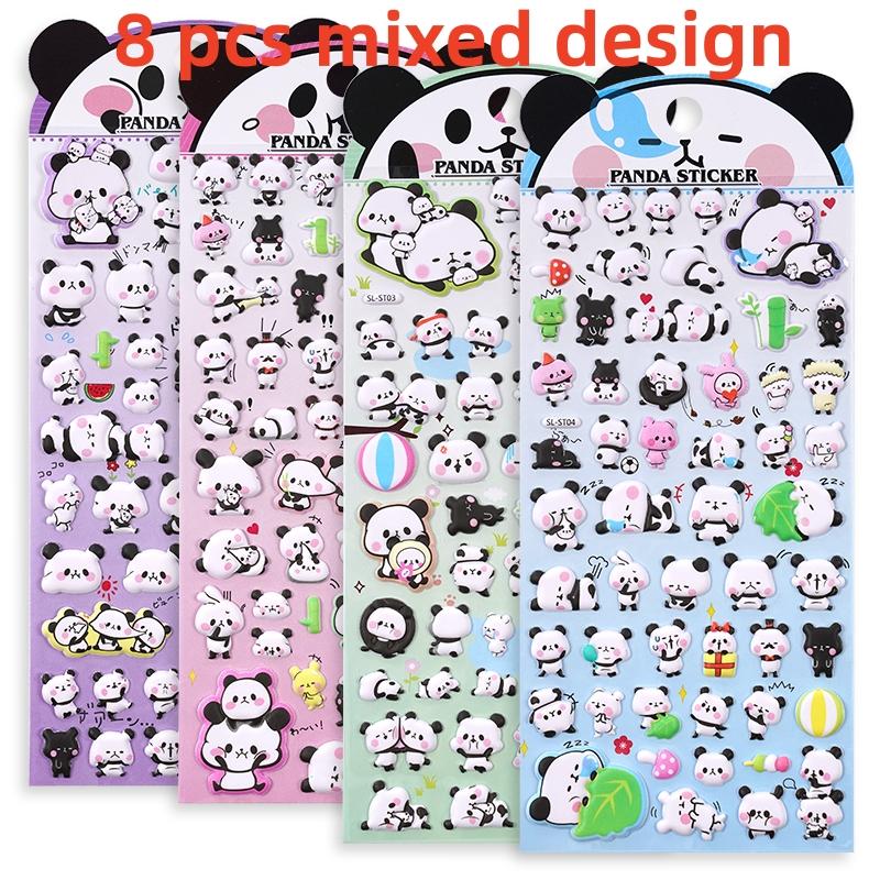 4 Pcs/lot Kawaii 3D Puffy Panda Daily Life Stickers Scrapbooking Diy Journal Stationery Sticker Cute Deco Aesthetic Art Supplies