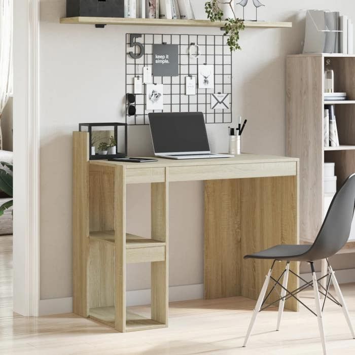 VidaXL Bureau chêne sonoma 103,5x56,5x94 cm bois d'ingénierie, bureau d'écriture, bureau d'ordinateur, bureau à domicile, 847977