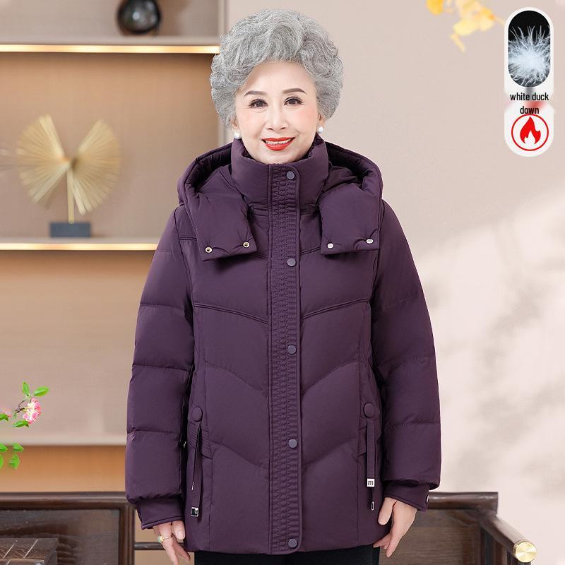 

Women s Winter Hooded White Duck Down Jacket for Middle-Aged and Elderly - Grandma s 2026 Collection 2XL (95-110 lbs)