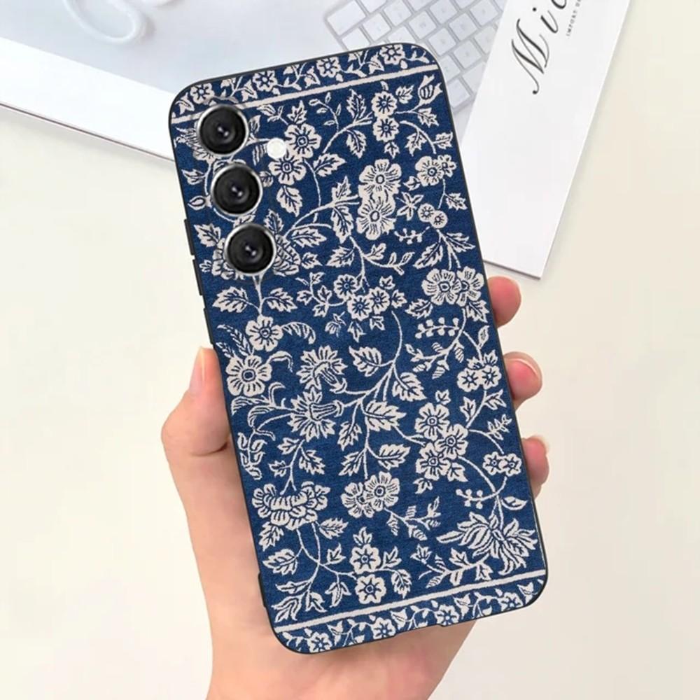Perski Dywan Wzór Kwiatowy Etui na Telefon Dla Samsung S25,S24,S21,S22,S23,S30,Ultra,S20,Plus,Fe,Lite,Note,10,9,5G Czarne Pokrowiec