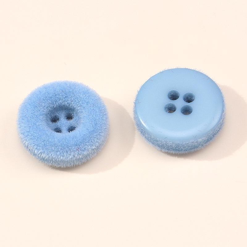 Bottoni Decorativi Colorati Rotondi in Plastica Floccata di Lana per Maglioni da Bambino