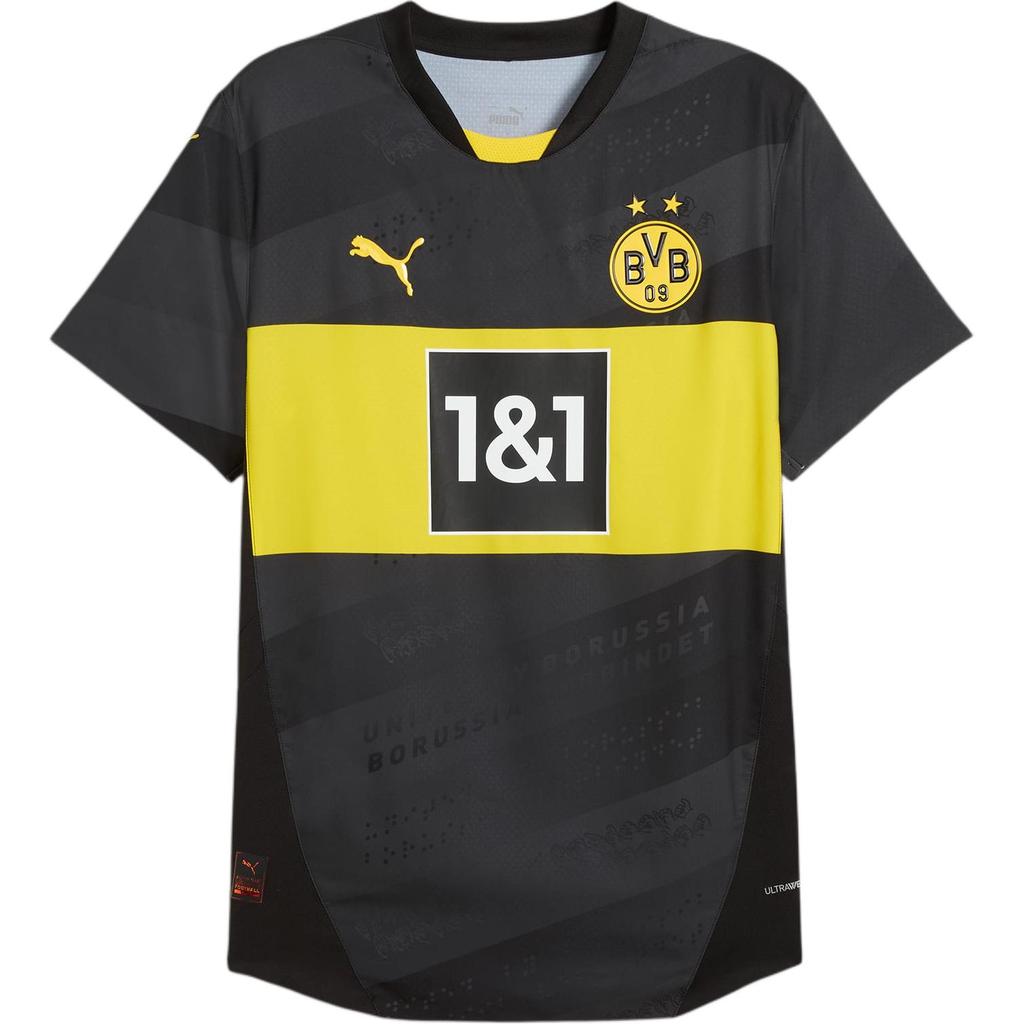 Puma Borussia Dortmund Away FW24 Authentic Casual Retro Short Sleeve Football Shirt Men shirts Yellow Black 77804202