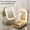 Portable Jewelry Case With LED Lighted Makeup Mirror Jewelry Storage Box With LED Mirror Essential Organizers