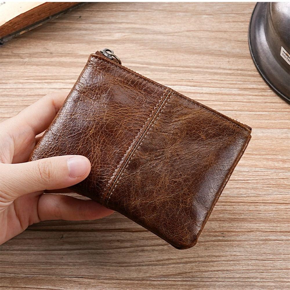 Retro Men's Short Wallet Zipper Pocket Purse Fashion Credit Card Case  Outdoor