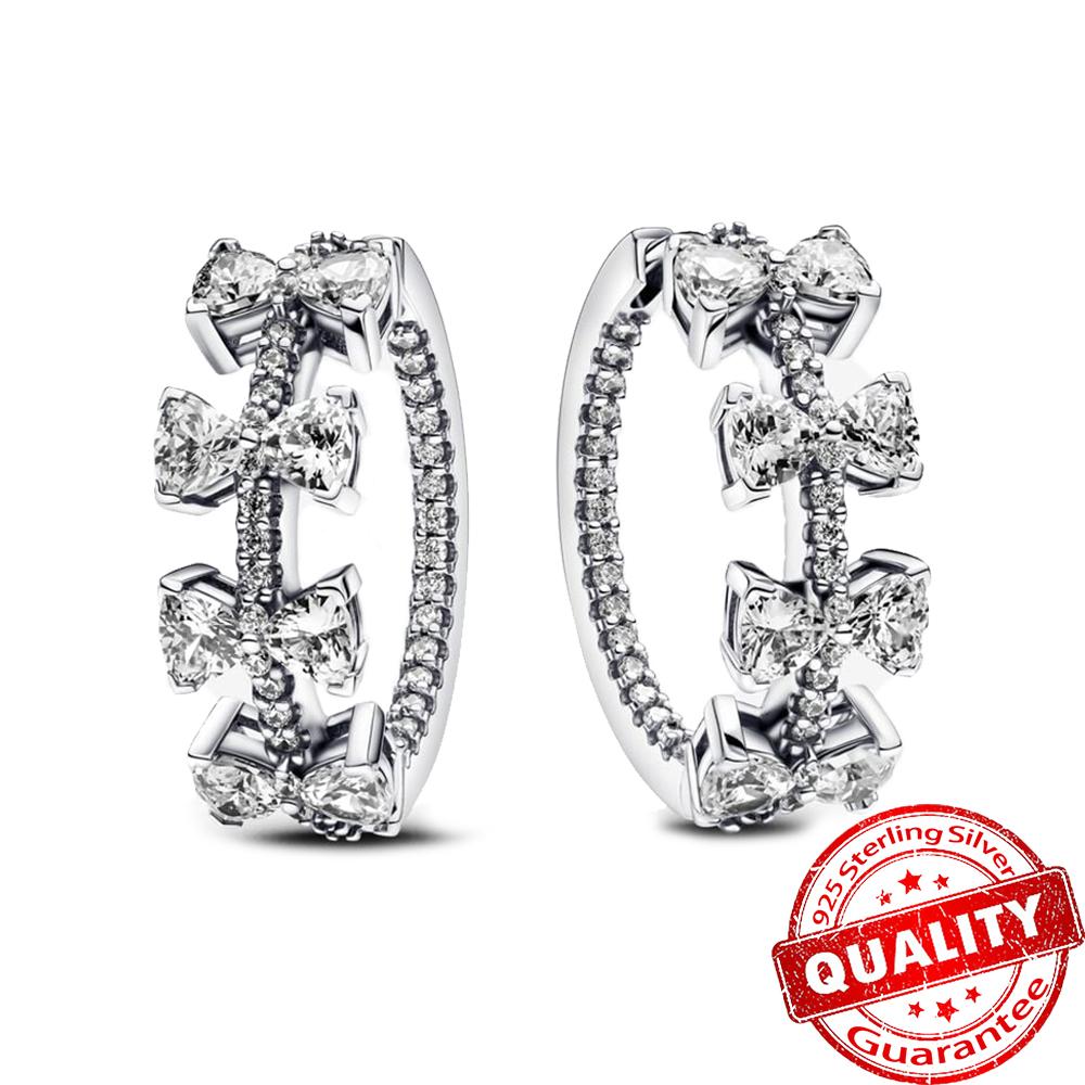 Classic Copper Color Simple Double Round Circle Black Zircon Ear Clip Pave Setting CZ Hoop Earrings for Women & Men Zircon Gift