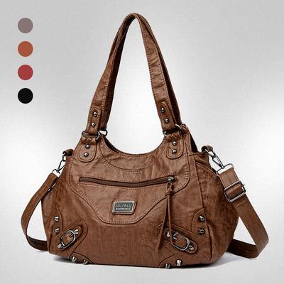 Retro-style Shoulder Bag with Studded Details, High-quality Crossbody Bag, Large Capacity, Solid Color Handbag for Women.