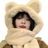 Hat Scarf Gloves One Female Winter Baby Cute Bear Three Sets Of Warm Plush Siamese Hat