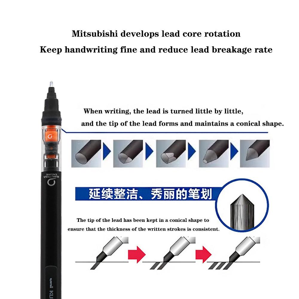 UNI Kuru Toga Druckbleistift M5-452 Zeichenbleistift 0,5 mm Niedriger Schwerpunkt Automatische Drehung Schulbedarf Schreibwaren