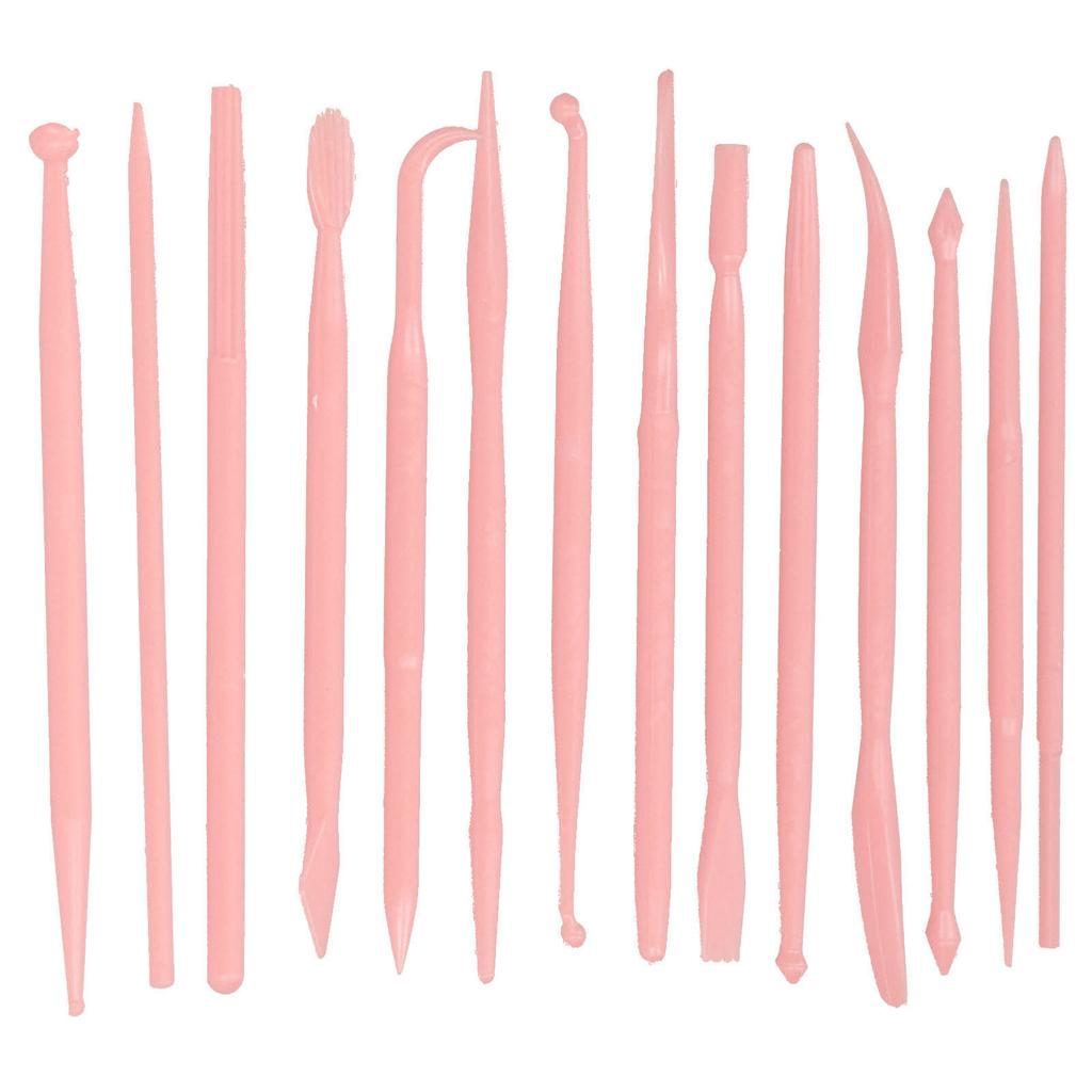 14PCS Set Plastic Crafts Clay Modeling Tool for Shaping and Sculpting Cake Embossing DecorPink