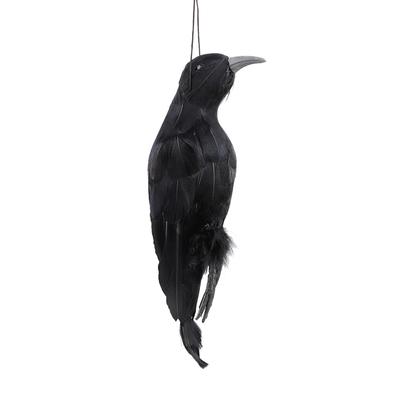 Crow Prop Hanging Lifelike All Hallows Day Decor for Window Sill Table Desk Book Shelf 32cm L X 10cm W