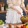 Ruffle Edge Work Apron White Short Apron Fashion Half Body Apron  For Flower Shop