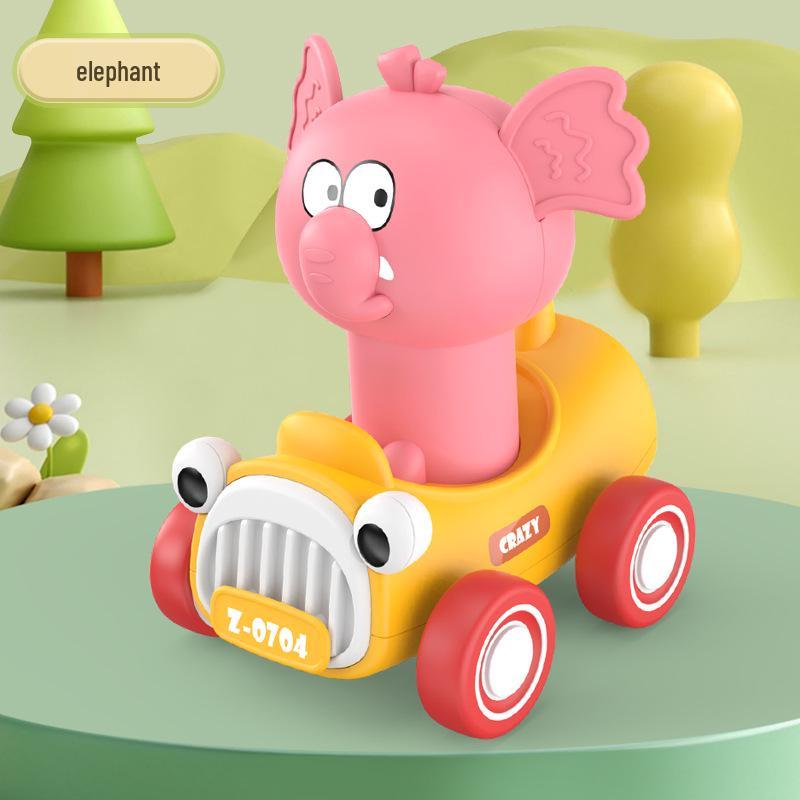 Cross-border Cartoon Animal Toy Car: Rotatable Head, Inertia-Powered, Drop-Resistant for Kids