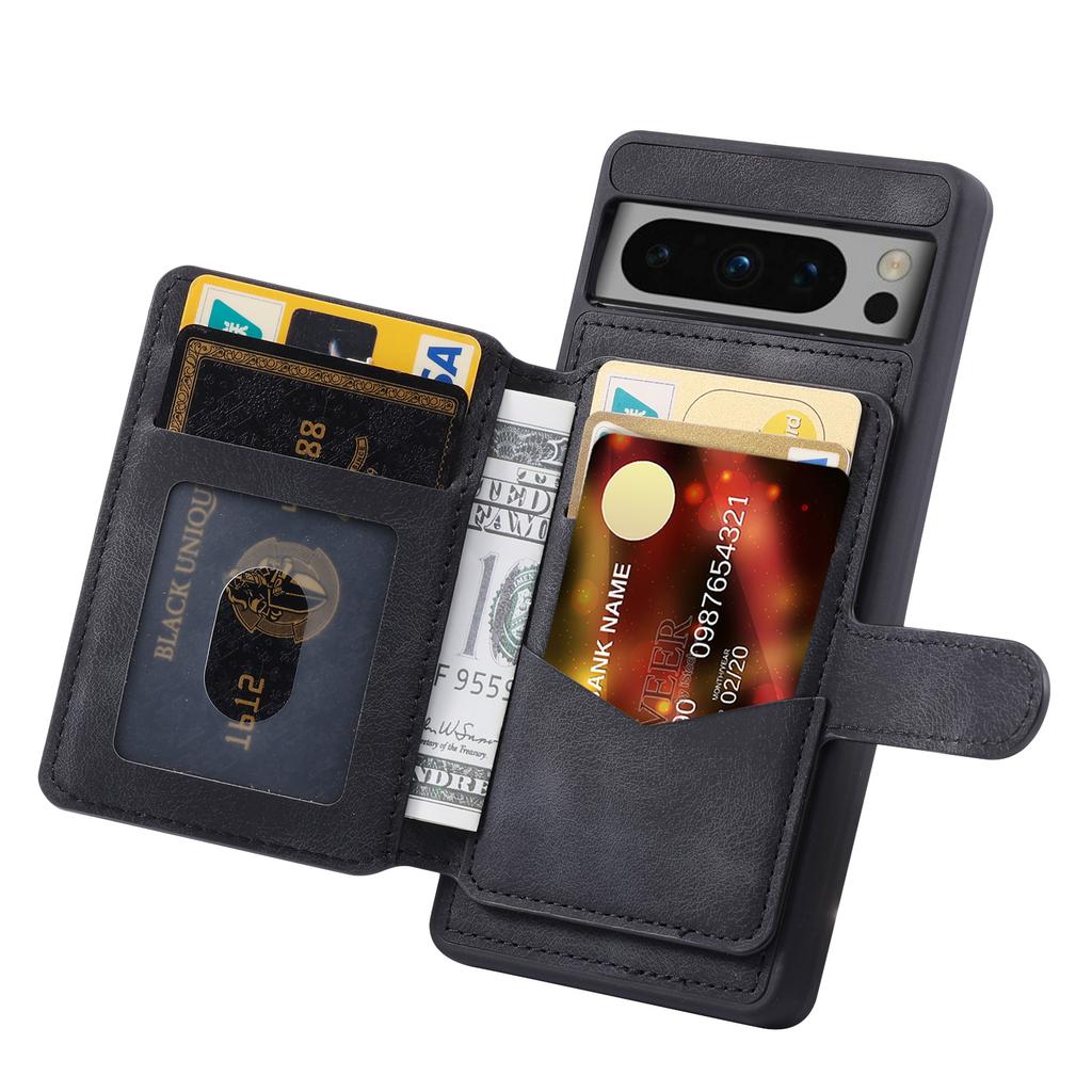 For Google Pixel 8 Pro RFID Blocking Wallet Case PU Leather Coated TPU Phone Kickstand Cover