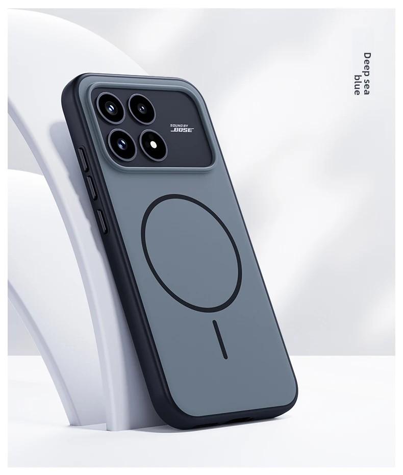 

Skin-Feeling Matte Magnetic Phone Case for Xiaomi Redmi K90 Pro Max MagSafe Wireless Charging Soft Edge Anti-Fall Cover Redmi K90 Pro Max синій