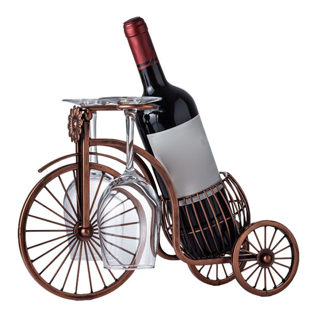 Creative Wine Bottle Holder Wine Rack for Single Bottle Three-wheeled Car Shaped Wine Organizer Stand Countertop Dis