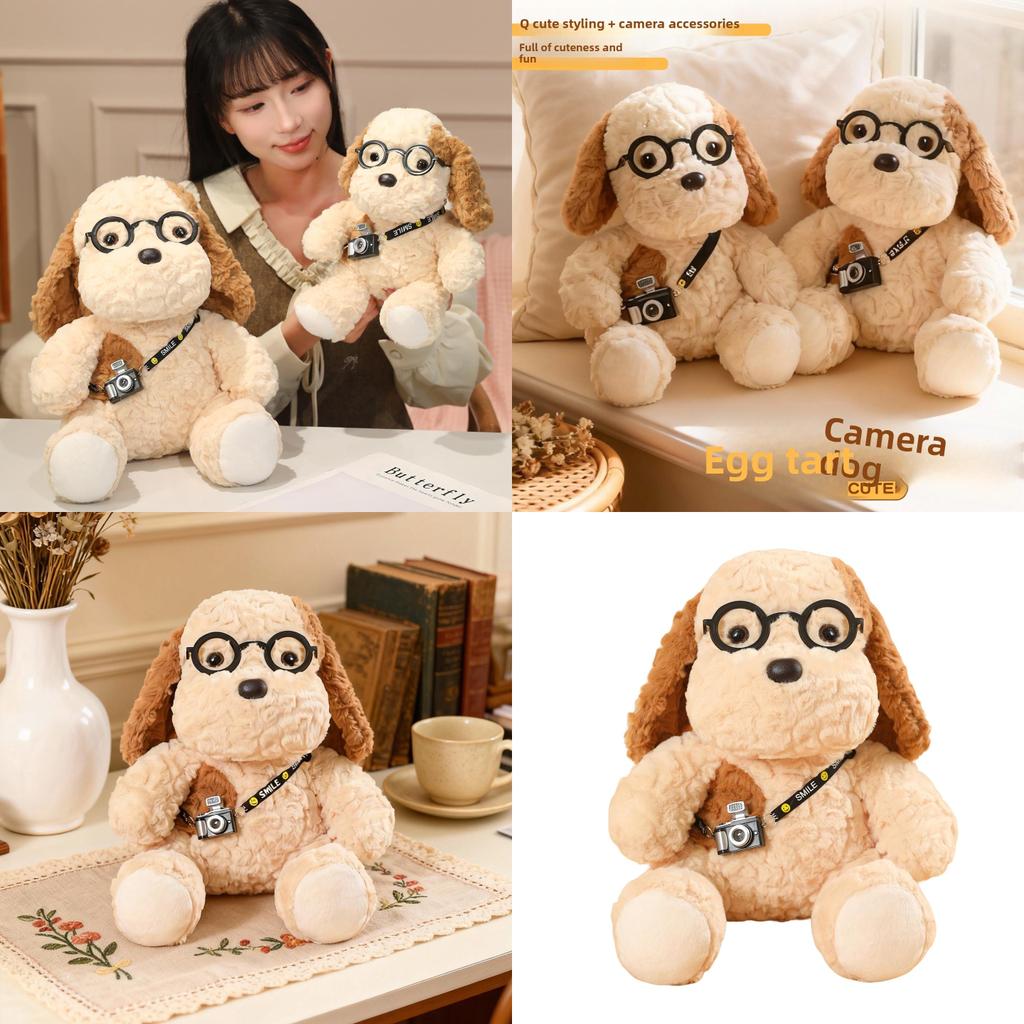 Plush Dog Toy With Glasses And Camera Cute Stuffed Animal For Girls And Boys