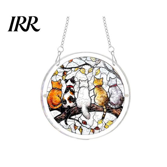 Acrylic Puzzle Art Halloween Scary Bat Pumpkin Jigsaw Suncatcher, Stained Glass Style Party Decoration Window Hanging Decor for Home,
