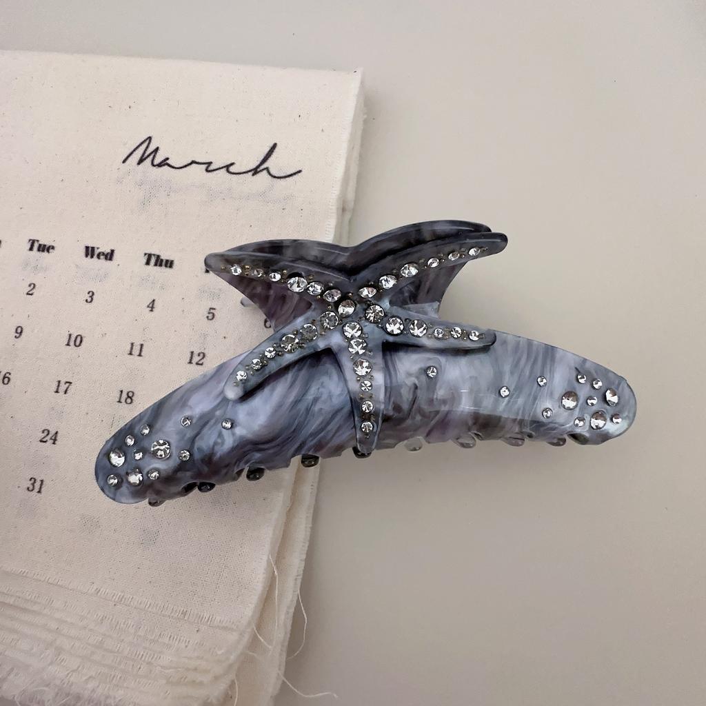 1 Diamond-encrusted Starfish Hair Grab Super Large Shark Clip Three-dimensional Acetic Acid Color Hair Grab Clip