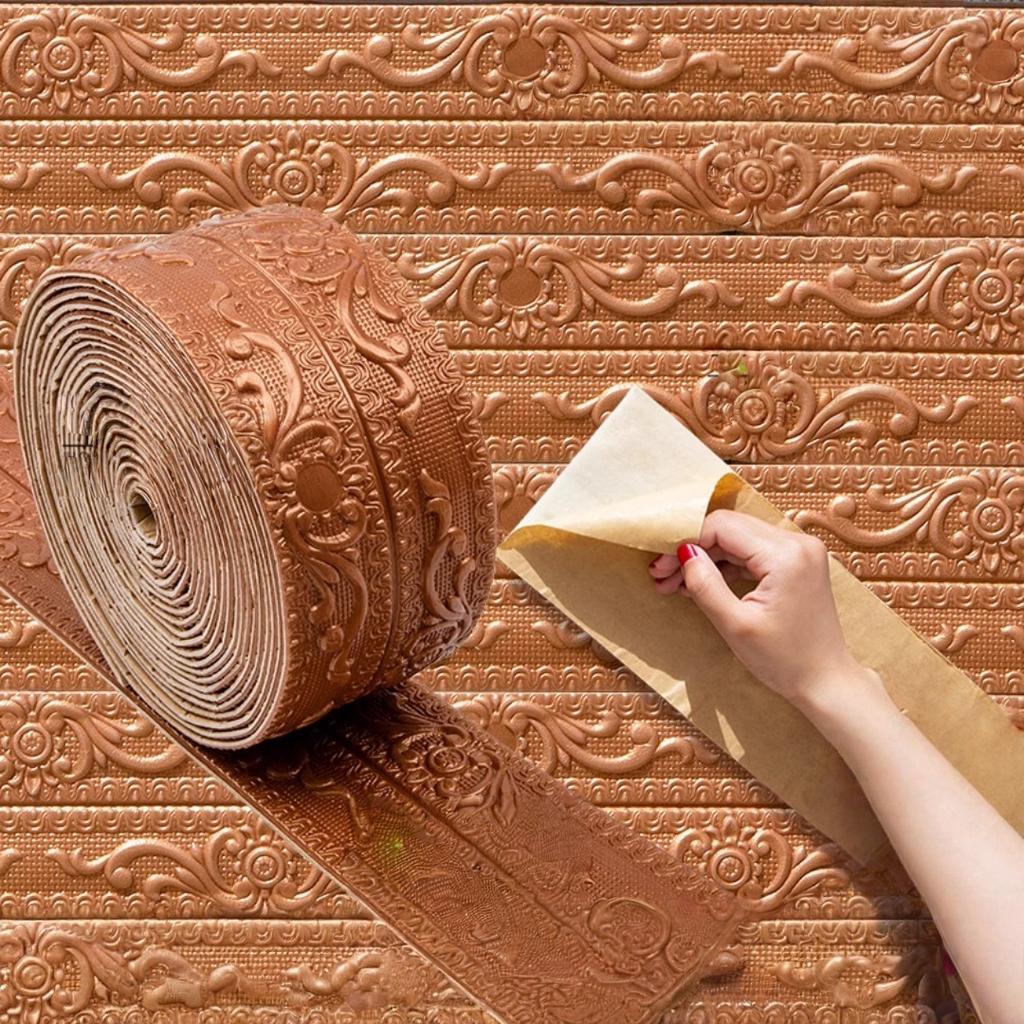 1ROLL 2.3MX12CM Skirting Ceiling Decoration Strip Wall Stickers Self Adhesive Baseboard Waterproof Waist Line Border Wall Top