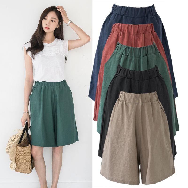 7XL Women's Elastic Waist Shorts Solid Color Shorts With Pockets Loose Shorts Sweat Shorts Casual Summer Athletic Shorts Comfy Shorts