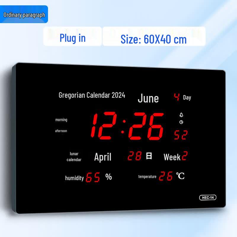 Timess Smart LED Digital Wall Clock with Perpetual Calendar, Thermometer, and Hygrometer