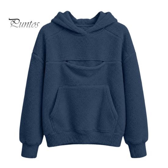 Evcil Hayvan Cebi Olan Kız Çocukları İçin Sıcak Polar Kazak Kapüşonlu, Kedi Köpek Taşıyıcı Kapüşonlu Hayvan Sweatshirt, Çocuklar İçin Oversize Kanguru Cepli Üst Tutucu Sweatshirt