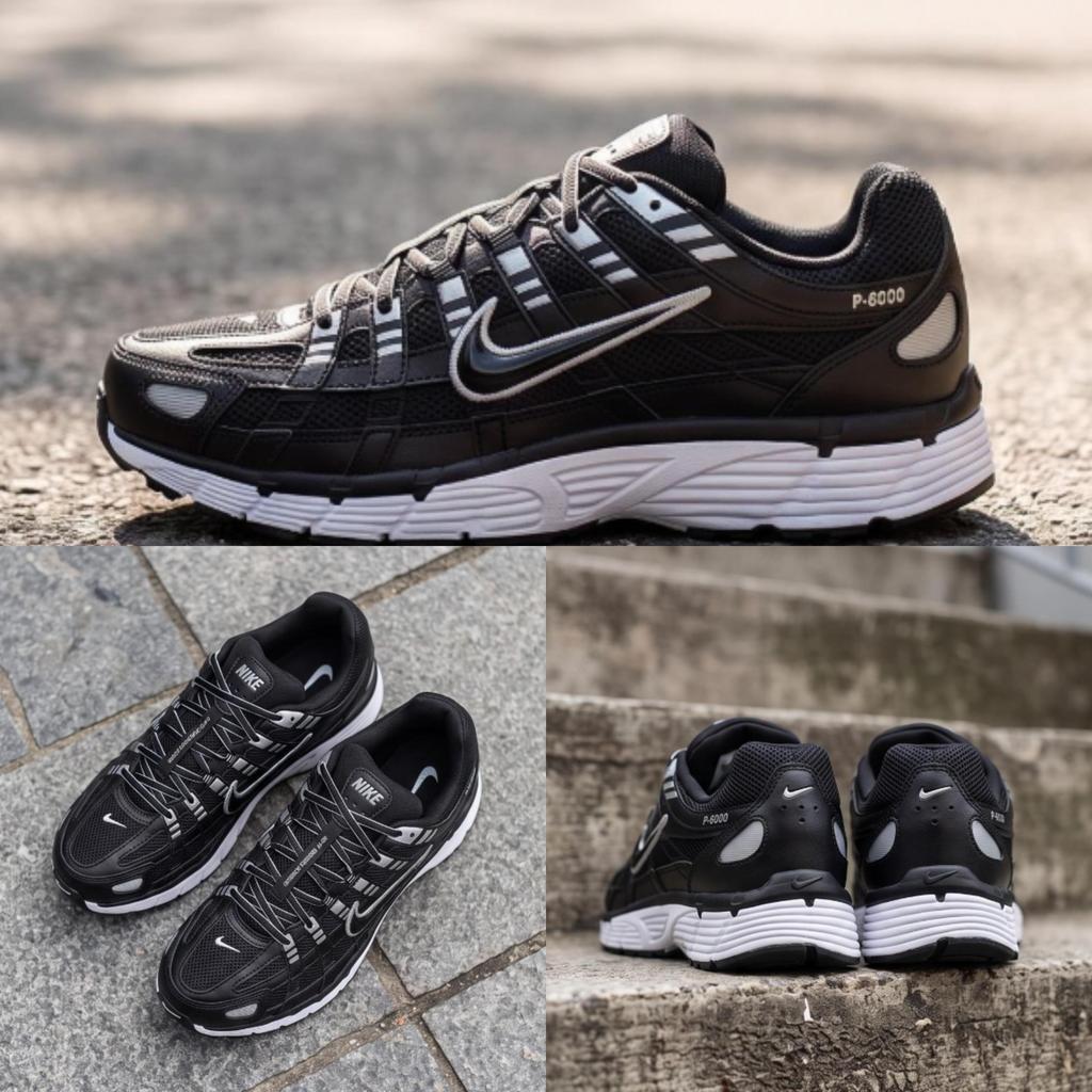 Nike P-6000 Black Metallic Silver Unisex Sneakers White CD6404-026