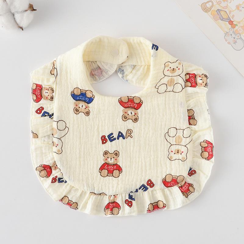 Ruffle Baby Drool Bibs: Pure Cotton Printed Lace Bibs