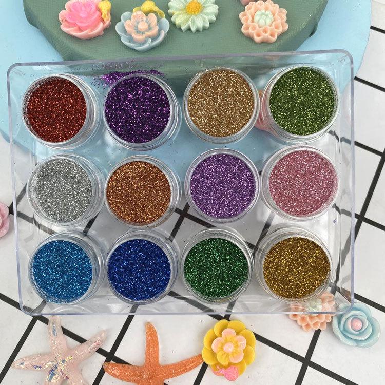 12-Farben Nail Art Glitzer Set: Rosen-, Blüten-, Herz- & Stern-Pailletten zur Handyhüllen-Dekoration