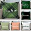 Green I-InnisfreeS Cushion Cover Soft Plush Fabric Double-Sided Printed Sofa Cushion Cover for All Seasons Home Decor Gift