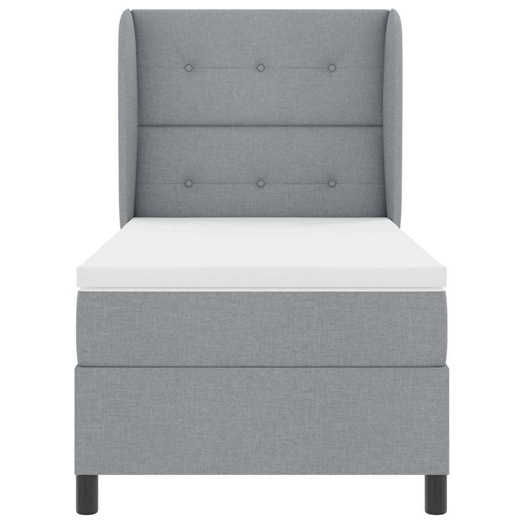 Box Spring Bed with Headboard Light Gray 100 x 200 cm Fabric