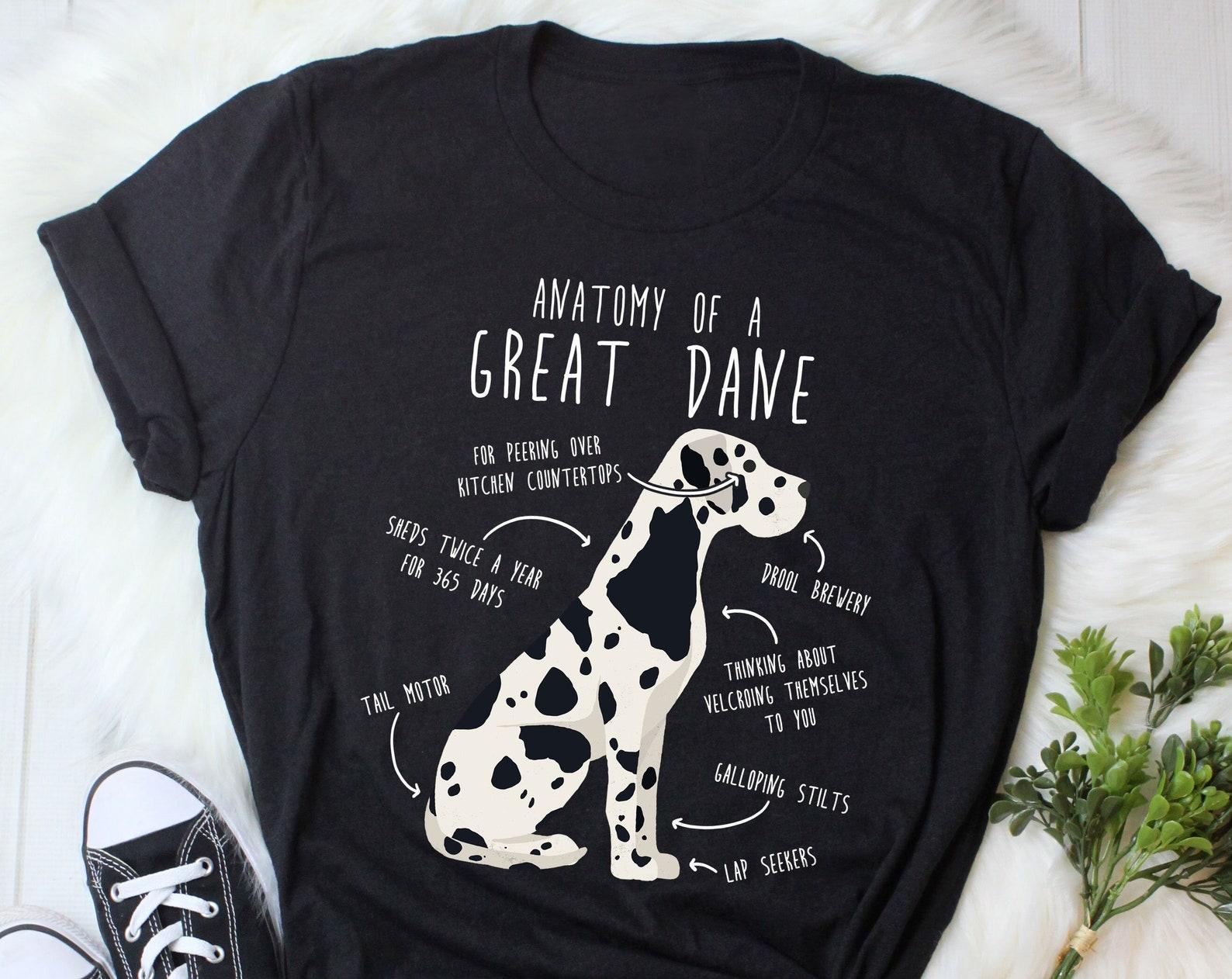 Harlequin Great Dane Shirt, , , Funny Dog Lover Gift, Cute Spotty Great Dane T-shirt, Dog Mom, Dog Dad Tshirt, Pet Tee, Dog Anatomy 100