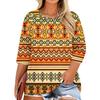 T-shirt Casual da Donna con Stampa, Girocollo, Manica 3/4