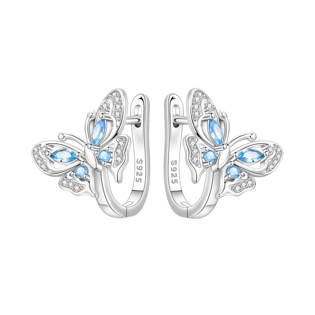 Orstarry 925 Silber Blauer Zirkon Sternenhimmel Ohrring Original Schmuck Creolen Damen Schmuck Party Trendige Geschenke