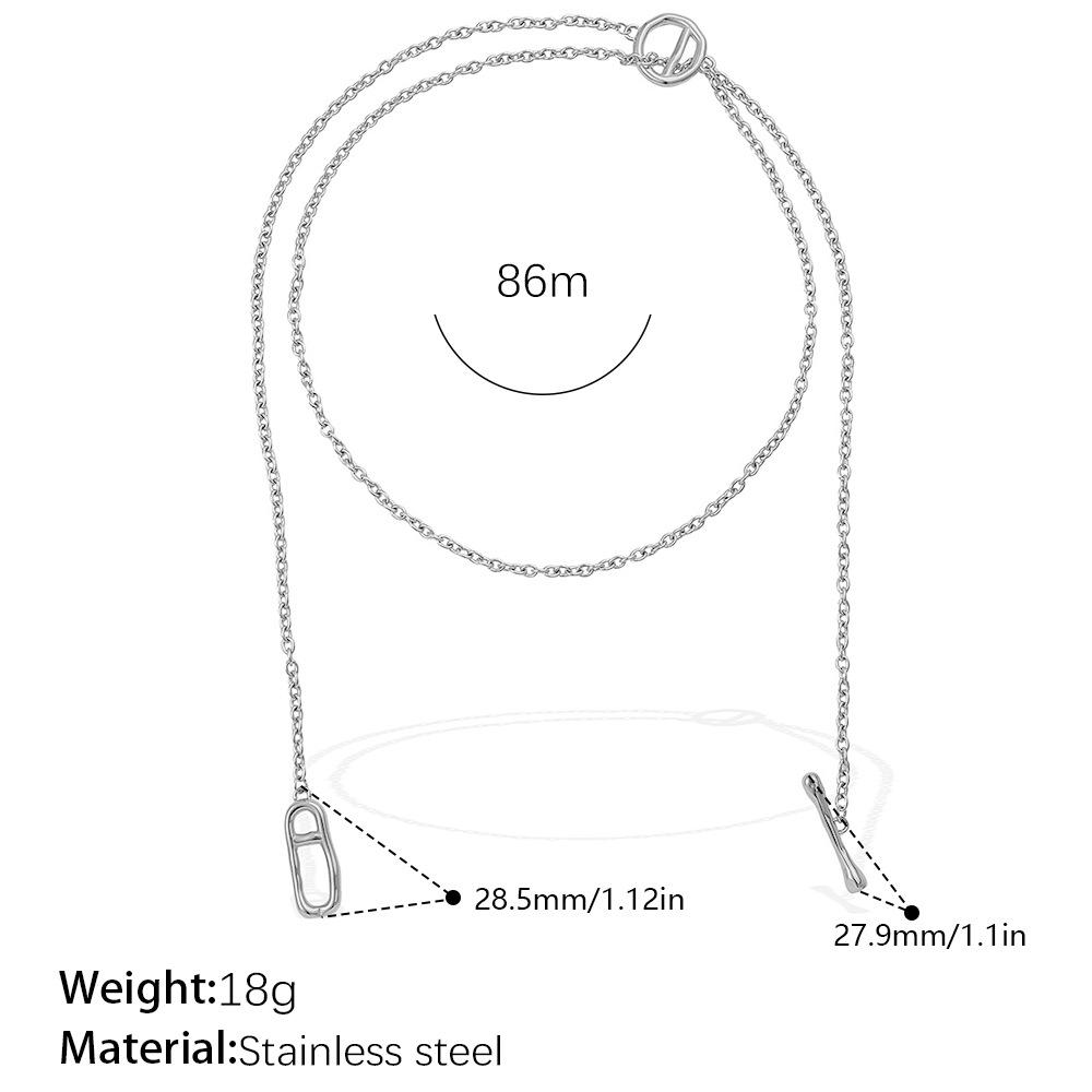 European & American Irregular Pig Nose OT Buckle Long Sweater Chain - High-End Stackable Stainless Steel Necklace for Women.