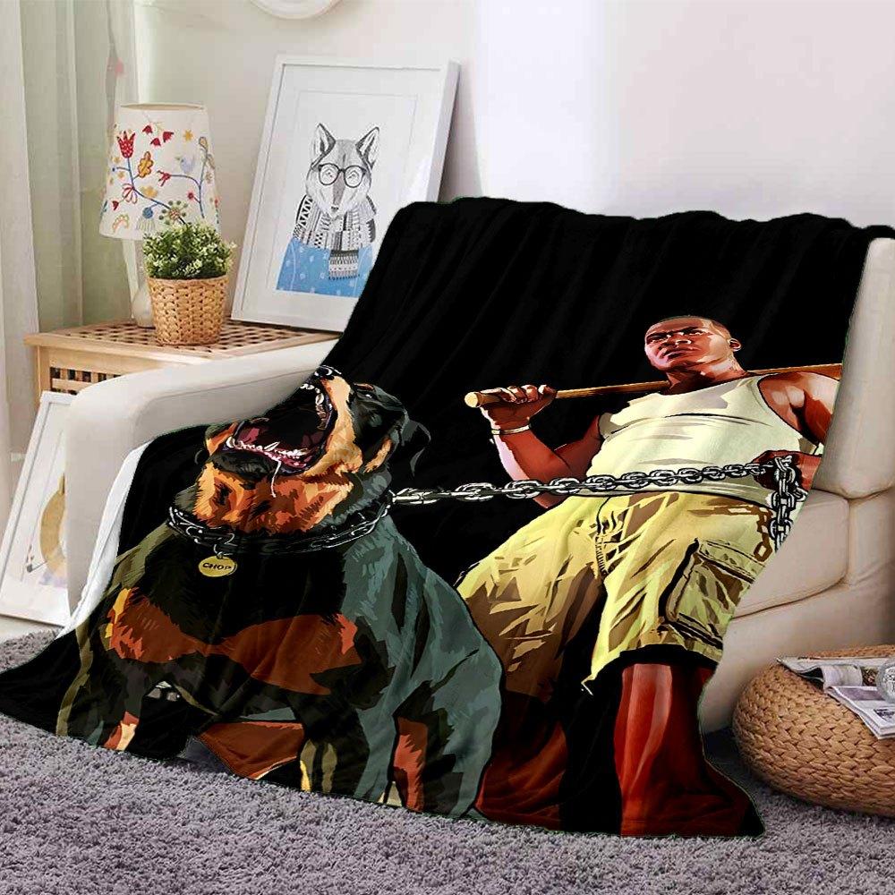 1pc Grand Theft Auto Soft Flannel Blanket with Designer Print A cozy blanket for all seasons, perfect for the couch, bed, office