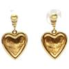 Chanel C24K Gold Black Heart Lace Design CC Logos Earrings Earring goldUsed