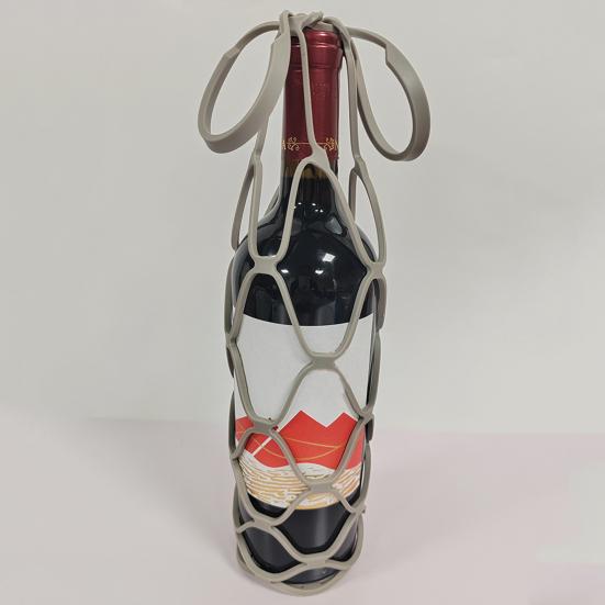 Silicone Storage Bag Wine Carrier Bag Multi-Use Drink Bottle Holder Mesh Coaster Kitchen Basket for Wine Bottles Fruits Vegetables