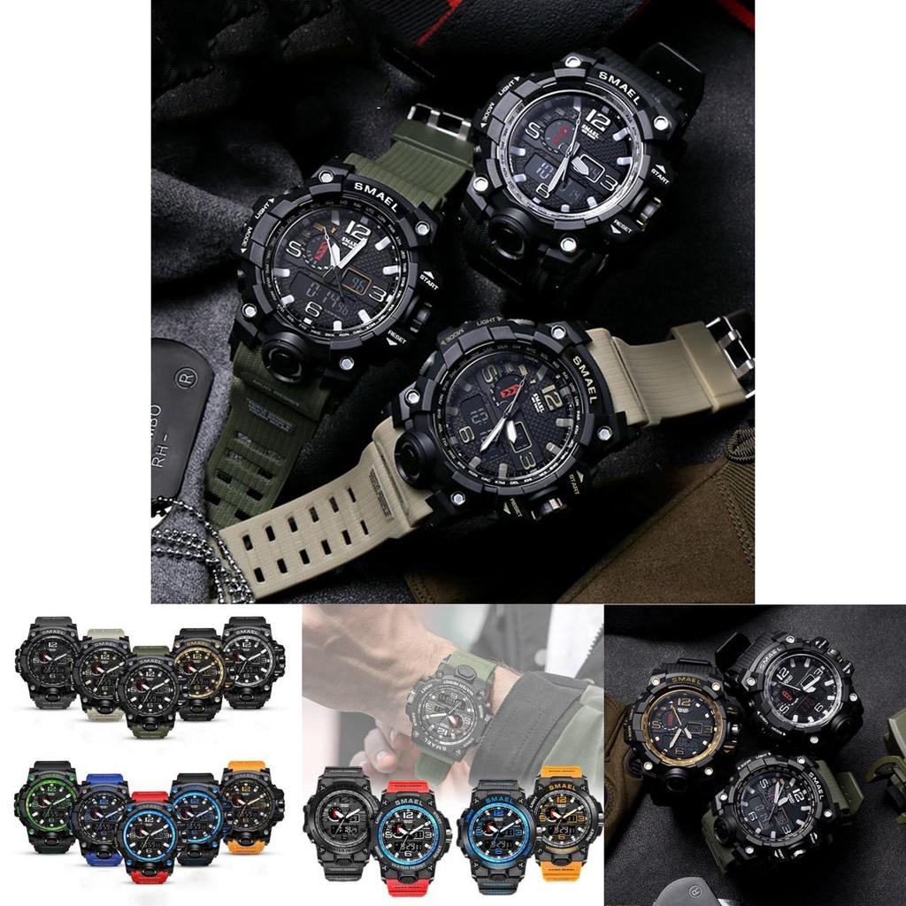 Rugged Smael Men's Military Watch Luminous Alarm Sport Wristwatch Durable 50m Waterproof