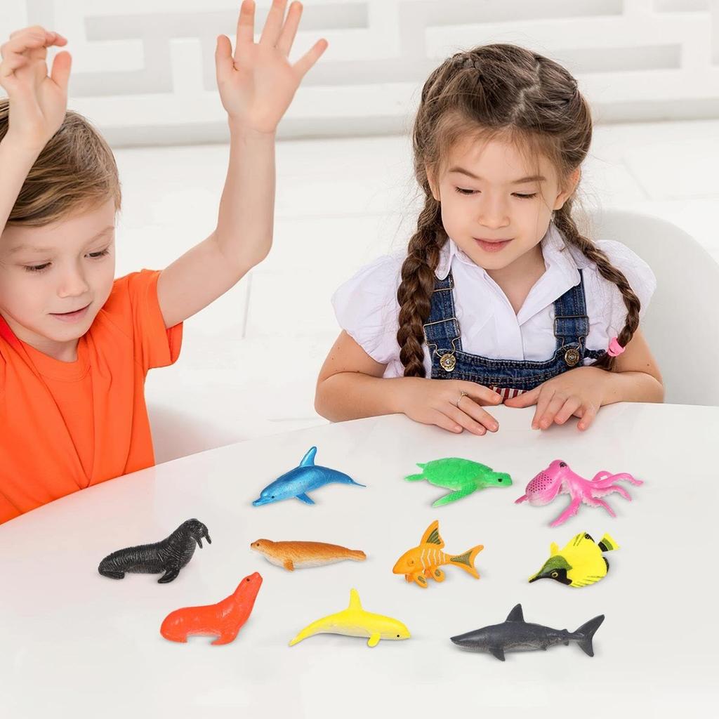 Yardwe Sea Creatures Set of 24 Tropical Fish Realistic Marine Life Miniature Aquarium Bath Educational Prize Gift Toys, Ornaments, Toys, Fish, Crab,