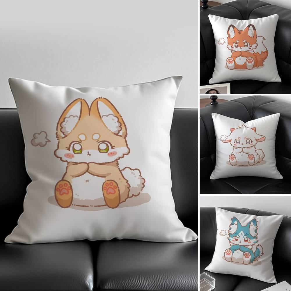 Cute Cure Animal Angry Pillow Case Anti-dustmite Pillowcase Invisible zipper silky short plush Sofa cushion cover
