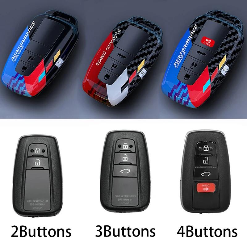 Car Key Case Protector Carbon Abs Key Shell Cover Auto Accessories For Toyota Prius Camry Corolla C-Hr Chr Rav4 Prado